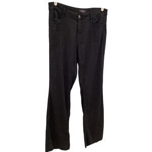 NYDJ Womens Linen Pants Size 8 Black Straight Leg Preppy Old Money Beachy Resort